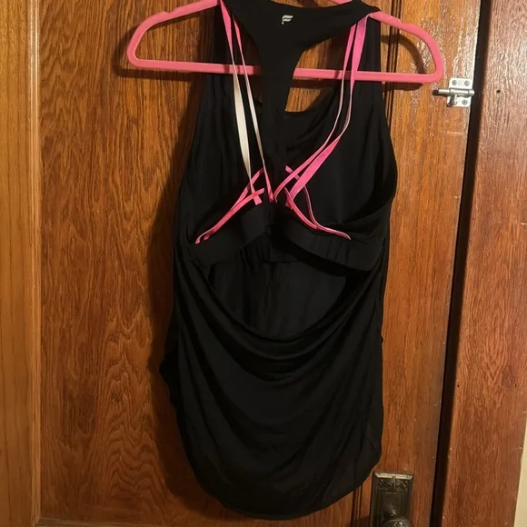 Fabletics Black/Hot Pink Strappy Work Out Top - Picture 3 of 3
